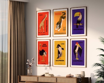 Set of 6 Zoo Animal Prints, Kids Poster, Kids room Print, Animal Poster + BONUS animal poster