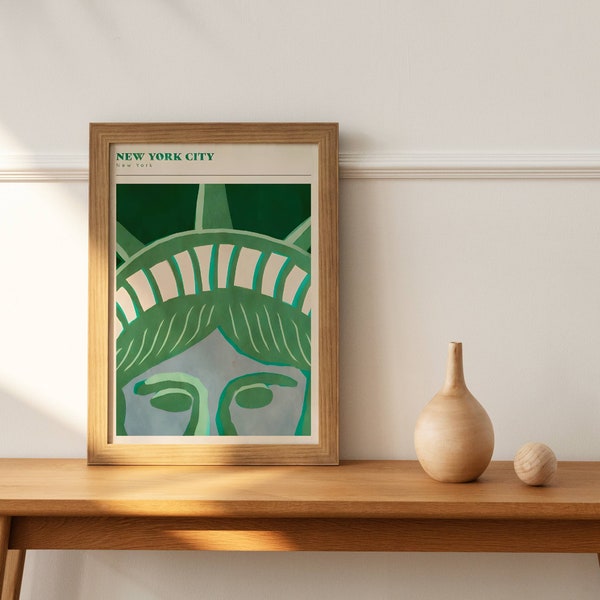 Vintage Statue of Liberty Antique Print, Music Art Decor, Minimalist Design, America New York City Bedroom Poster