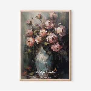 Roses Still Life Painting | Moody Antique Botanical Wall Art | PRINTABLE DIGITAL Downloadable | Art Byte Collective | 1 - 001