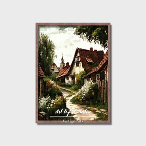 European Villa Painting | Vintage Neutral Wall Art | Kitchen Shelf Print Digital PRINTABLE | 0001