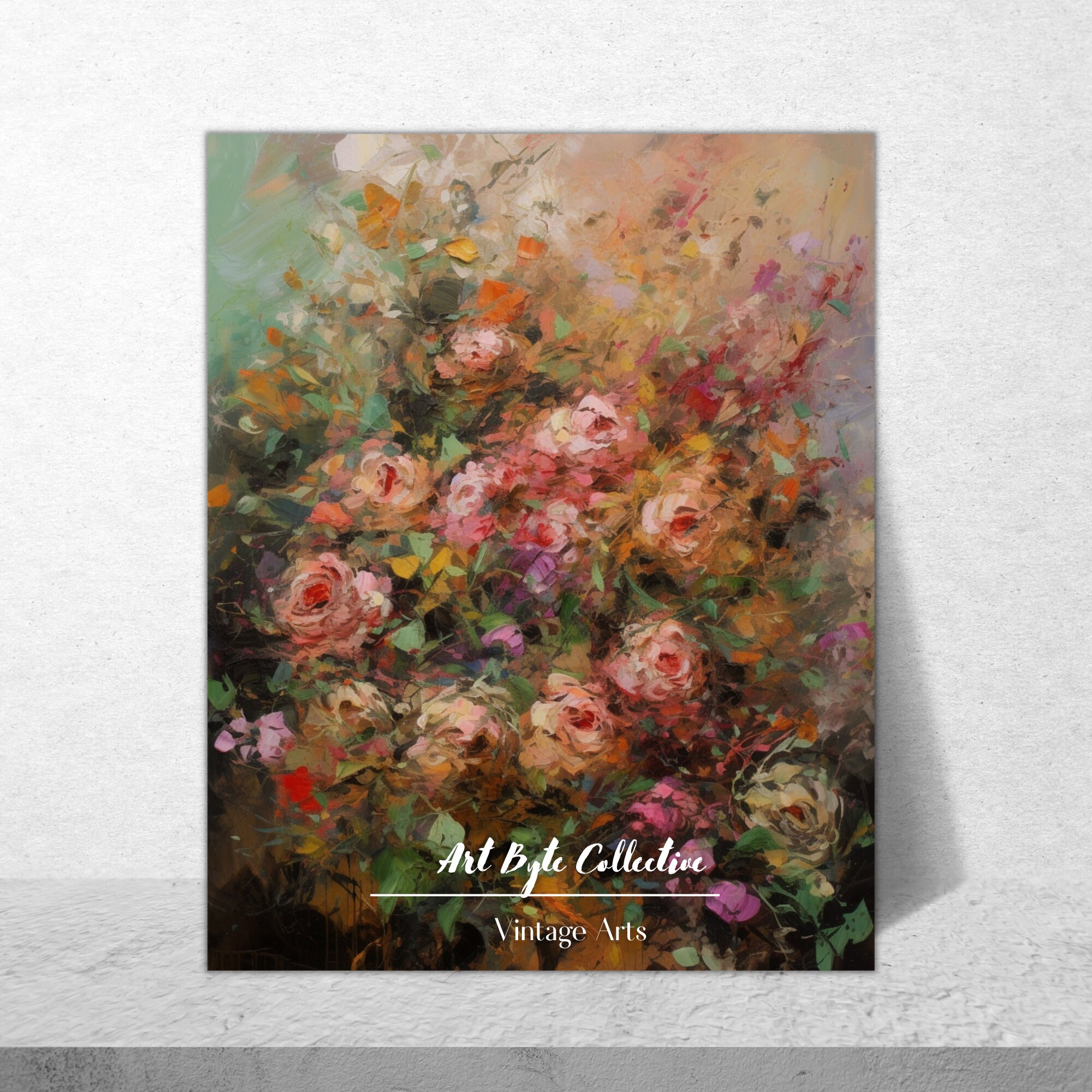 Rose Garden Oil Painting Vintage Moody Floral Art Print PRINTABLE 1 - Etsy