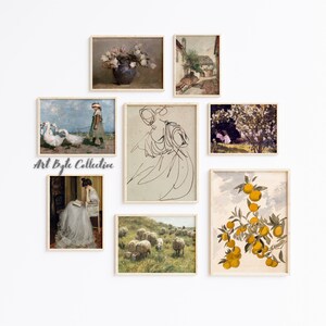 Vintage Gallery Wall Prints Art SET, Vintage Country Art SET of 8, Free Gift Inside, Landscape Home Decor Digital PRINTABLE, #160