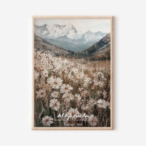 Printable Wildflower Field Landscape Vintage Painting, Antique Landscape Art Print, Country Field Wall Art Digital Download | A100