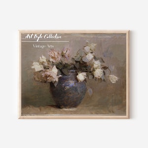 Flower Painting, Vintage Botanical Still Life Print, Rustic European PRINTABLE Digital Wall Art, Above Bed Art, Floral Delight #141