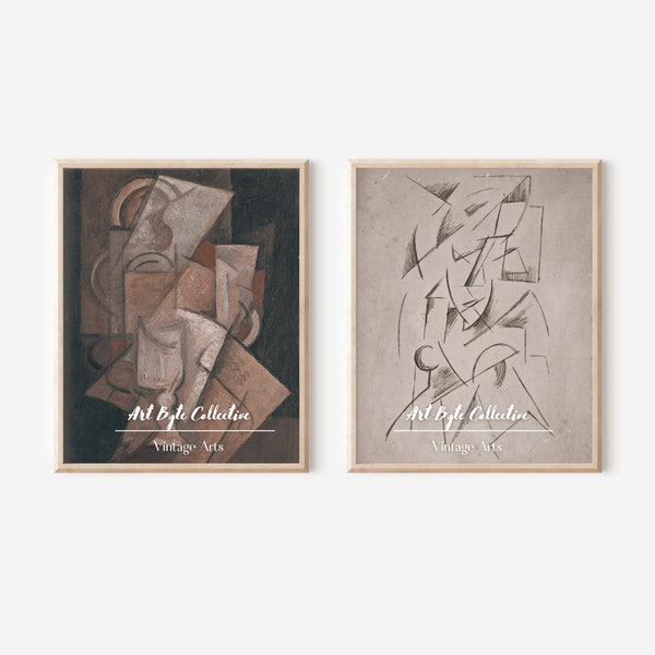 Set of 2 Abstract Woman Art Prints - Vintage Digital Paintings, Instant Download, Chic Home Decor Wall Art, vintage digital art, digital art