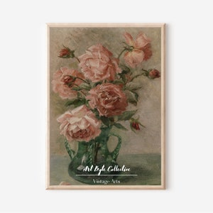 Enchanting Pink Roses: Vintage Still Life Digital Art Prints, Timeless Floral Illustrations, Flower Painting, Still Life Roses Print