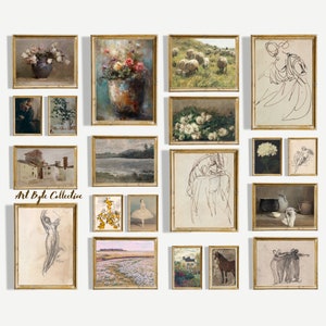 Printable Gallery Wall Set, French Country Prints Collage, Vintage Prints Set, 20 French Country Paintings Digital Download Wall Art Posters