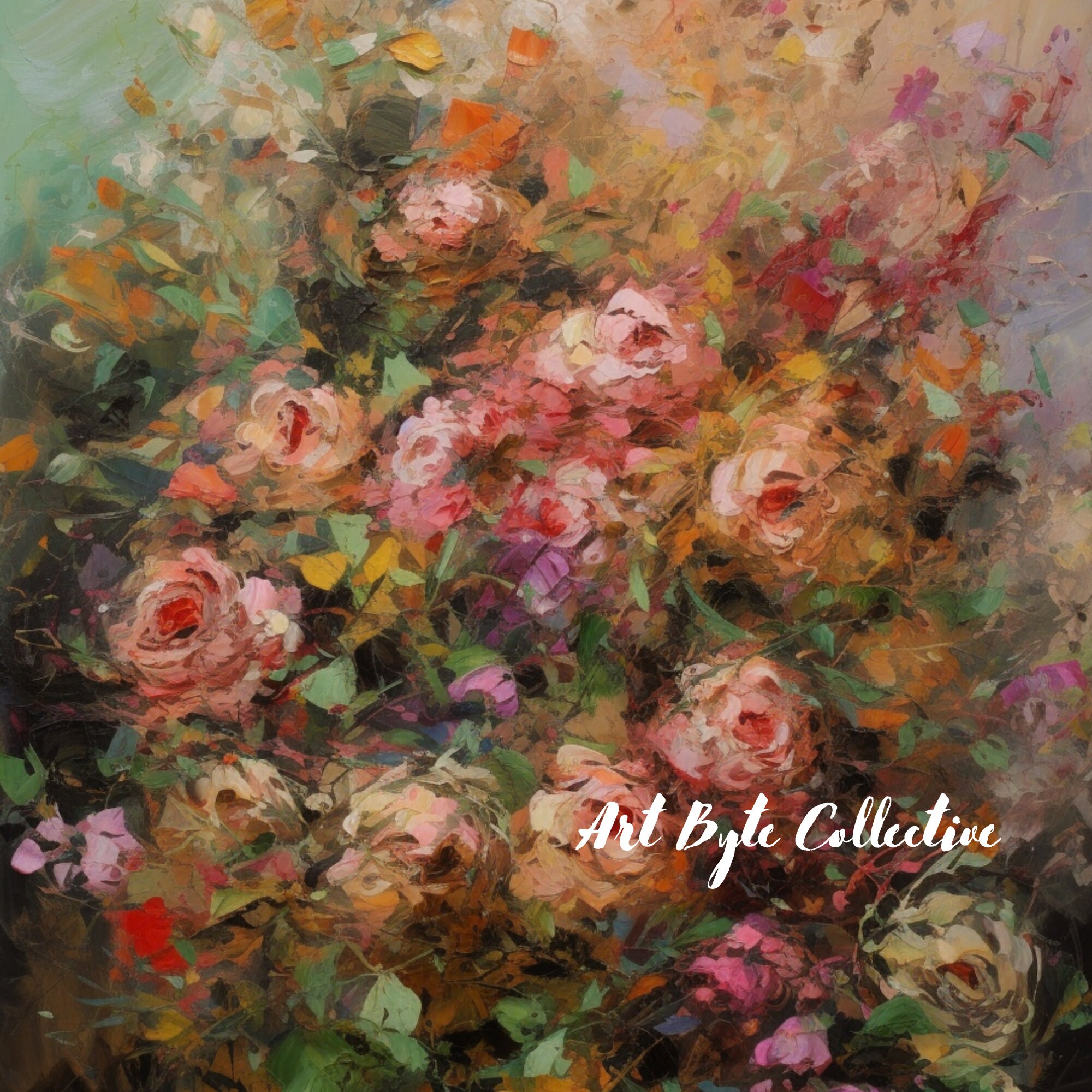Rose Garden Oil Painting Vintage Moody Floral Art Print PRINTABLE 1 - Etsy