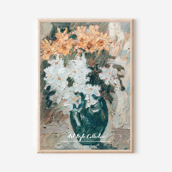 Vintage Floral Vase Art Print: Elegant Bouquet Home Decor, Classic Flower Arrangement, Instant Digital Download, Shabby Chic Floral Art