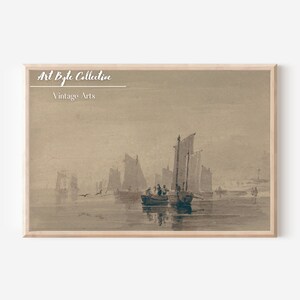 Sailboat Painting, Sketch Art, Vintage Seascape Print, Downloadable PRINTABLE, water color painting, Home Decor, Gift for Art Lovers #154