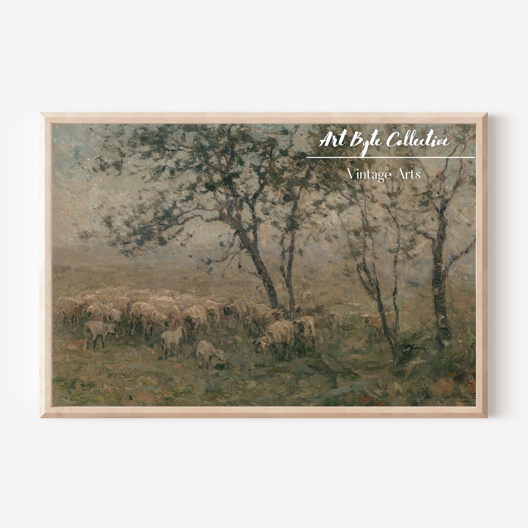 Sheep Painting, Farm Animal Print, Vintage Wall Decor PRINTABLE, Gift ...