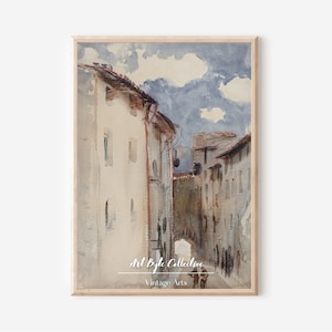 Vintage Art, Spain Watercolor Art, Nostalgic Digital Prints, Spanish Countryside Charm, Classic European Wall Decor, Country Landscape