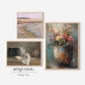 Vintage European Gallery Wall Art, Floral Art, Perfect for Home Decor, PRINTABLE SET of 3, Digital Art, Still Life Above Bed Art #130