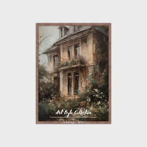 French Villa Painting | Vintage Neutral Wall Art | Kitchen Shelf Print Digital PRINTABLE | 0002