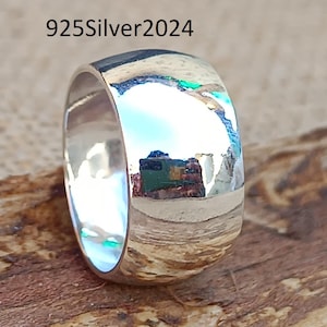 925 Sterling Silver Band Ring, Comfort Fit 8mm Band Ring, Thumb Ring, Wedding Band Promise, Half Dome Engagement Ring