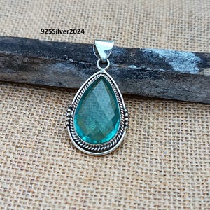 Aquamarine pendant, 925 Sterling Silver pendant, Sterling 925 Silver, March Birthstone Jewelry, Aquamarine Silver item, Handmade Jewelry.