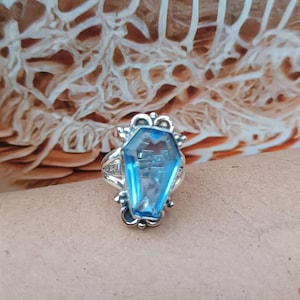 Anello con topazio blu, argento sterling 925, anello con topazio blu autentico, argento sterling unico, anello importante, anello per occasioni speciali, pietra portafortuna