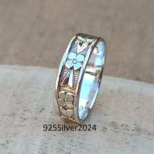 Handmade Sterling Silver Flower Ring: 925 Silver Wedding Band