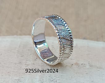 Anillo de plata de ley hecho a mano: joyería de boda sencilla