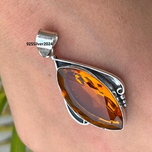Citrine Pendant, Handmade Pendant Jewelry, 925 Sterling Silver Pendant, Citrine Gemstone Jewelry, Wedding Jewelry, Gift For Christmas,