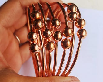 Handmade Copper Bangles Set: Stacking Bracelets, Trendy Design