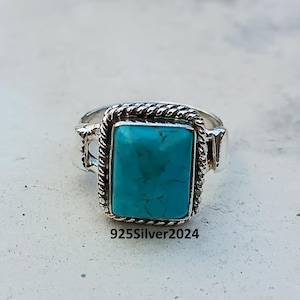 Naturel Turquoise Ring , Handmade Silver Ring ,925 Sterling Silver Ring , Statement Ring ,Turquoise Gemstone, Wedding Gift, Gift For Women ,