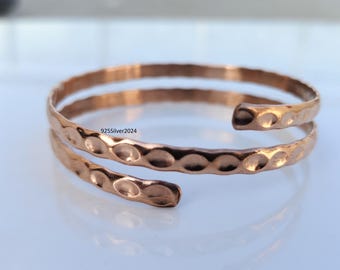 Hammered Copper Bangle: Handmade Adjustable Bracelet