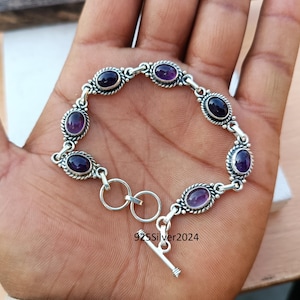 Amethyst Bracelet, 925 Sterling Silver Bracelet, Women Jewelry Bracelet, Amesthyst Jewelry, Handmade Amethyst Bracelet Gemstone,