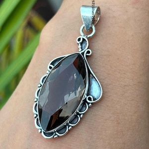 Smoky Quartz Pendant, 925 Sterling Silver Pendant, Smoky Quartz Gemstone, Christmas Gift, Promise Pendant, Handmade Jewelry, Gift For Her,
