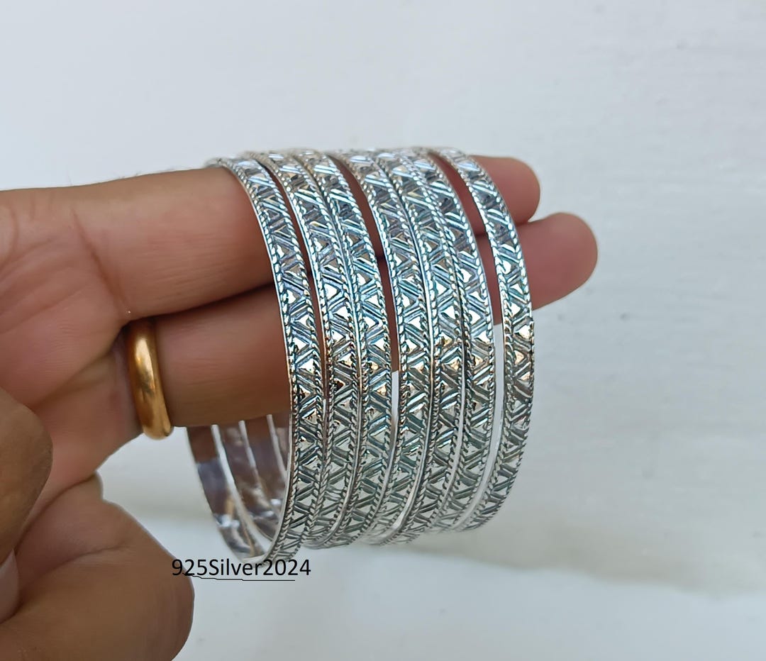 【CTHY】LAYERD DELTA BANGLE silver925 Handmade Sterling Silver Bangle Set, Stacking Bangles, Set of 6