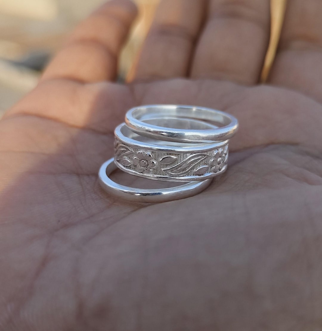 Sterling Silver Stacking Ring Set - Handmade Designer Rings - Etsy