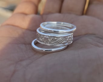 Sterling Silver Stacking Ring Set - Handmade Designer Rings