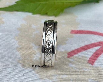 Sterling Silver Spinner Ring: Handmade 925 Meditation Band
