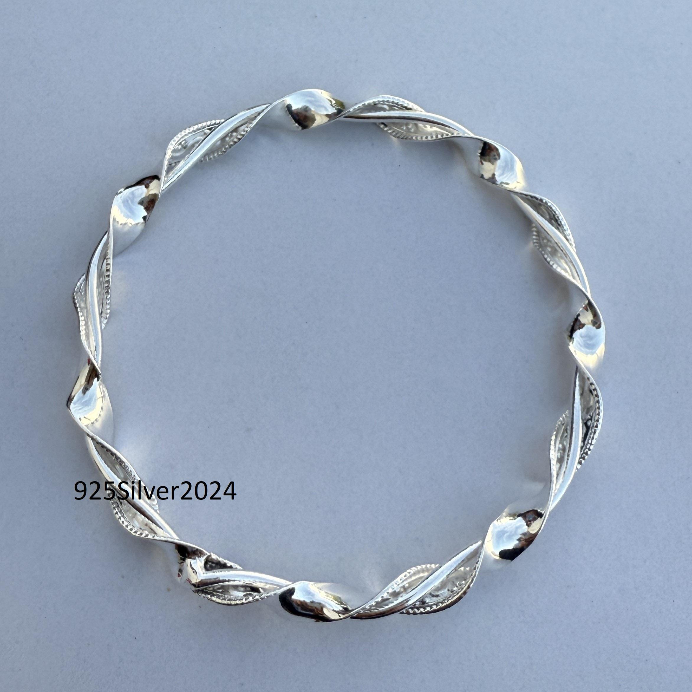 Handmade Twisted Sterling Silver Bangle Bracelet: Indian Wedding