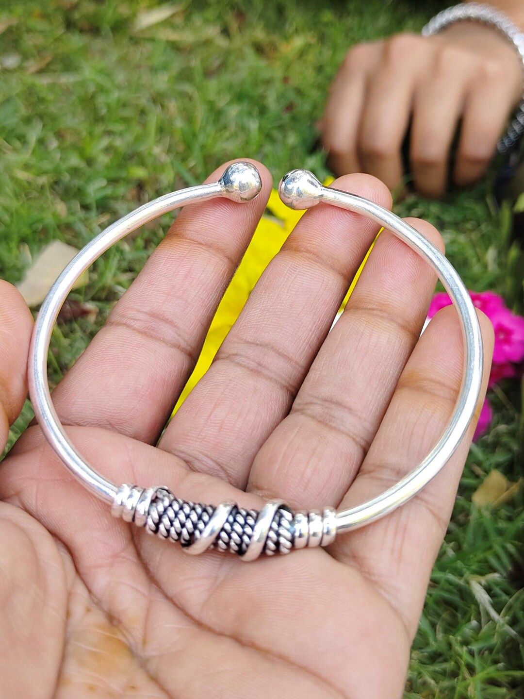 Handmade Adjustable Sterling Silver Bangle: Solid 925 Silver - Etsy