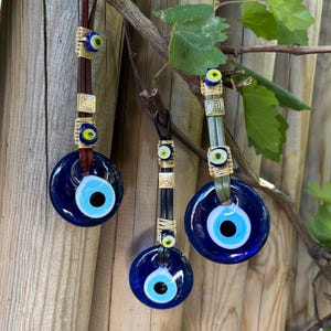 Handmade Evil Eye Wall Hanging, Blue Evil Eye Wall Art, Bohemian Hanging Ornament for Home, Turkish Gift Idea, Nazar Amulet, Warding Off Evi