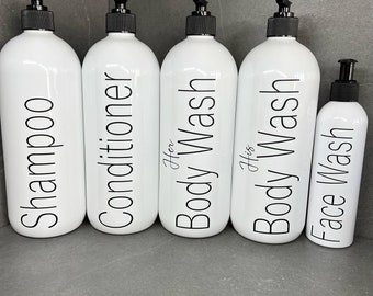 Reusable pump bathroom bottles | Shampoo, Conditioner, Body Wash, Face Wash | Bathroom decor