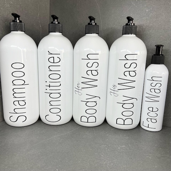 Reusable pump bathroom bottles | Shampoo, Conditioner, Body Wash, Face Wash | Bathroom decor