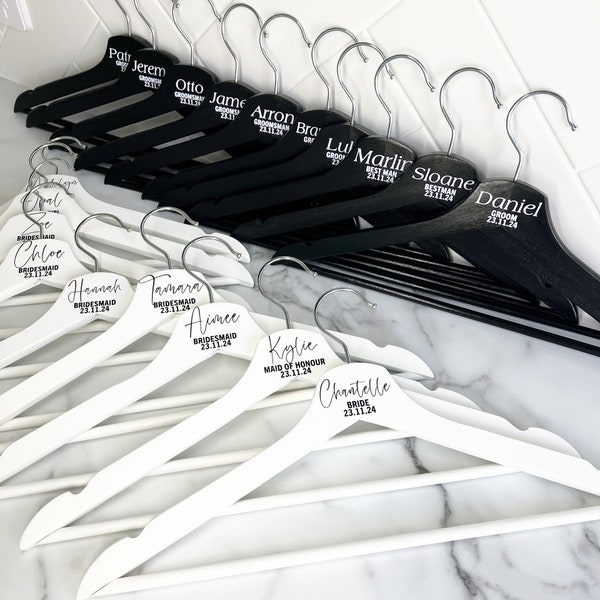 Personalised coat hangers | Bridesmaid coat hangers | Groomsmen coat hangers | Bridesmaid Proposal Gifts| Custom text