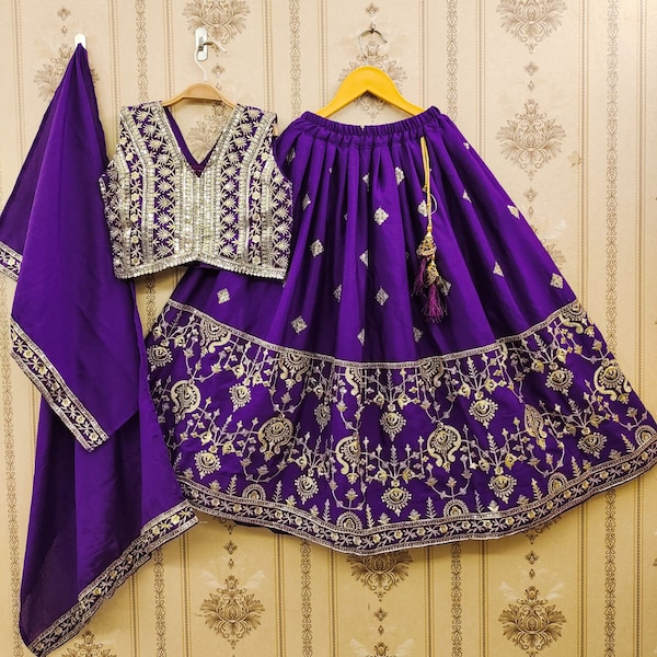 Purple Color Kids Lehenga Choli, Indian Kids Lehenga for Girls, Wedding Dress, Baby girl lehenga Festival Wear Dress, Party lehenga, gifts