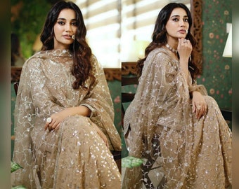 Designer Pakistani Suit For Wedding Salwar Kameez, Sharara suit, ReadyMade embroidery Sequence work Salwar suit ,Eid party wear suit, dress