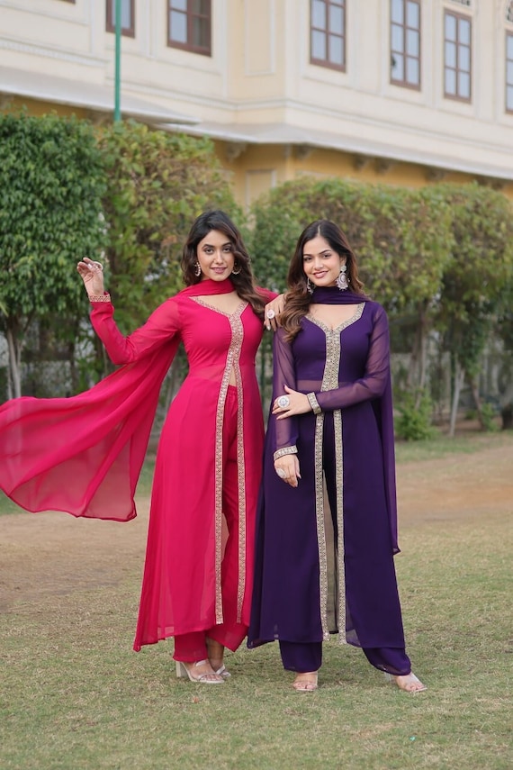 Muslin Silk Alia Cut Suit Set | Indian fashion, Muslin, Silk