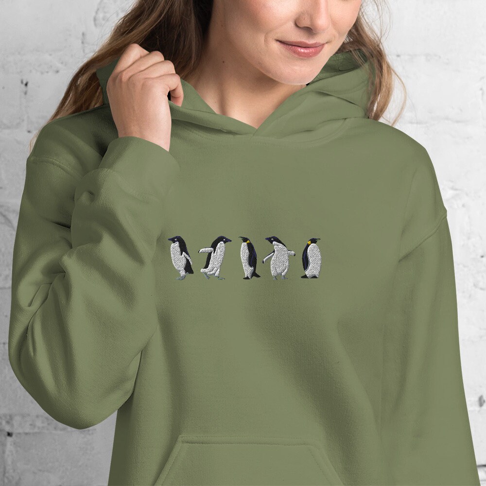 Embroidered Penguin Hoodie Cute Penguin Hoodie Penguin - Etsy