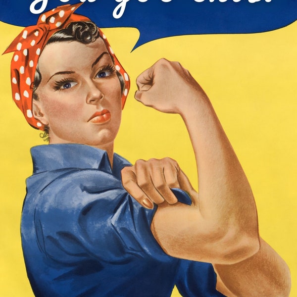 Rosie la riveteuse d'après la figure emblématique d'une forte ouvrière de production de guerre sur une affiche lithographique de J. Howard Miller de 1942 à 1945|Cadeau