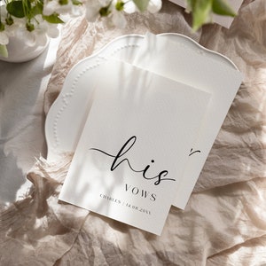 Wedding Vow Book Editable Template, Minimal His Hers Vow Book, Printable Booklet, Wedding Vows Card -
