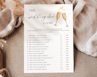 Wedding Reception Shoe Game, Fun Couple Games, Minimalist Couples Table Game, Modern Shower Guest Activity, Canva Template, Instant Download