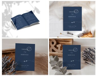 Elegant Wedding Program Template Foldable Wedding Program Minimalist program Wedding template Folded Program downloadable wedding program