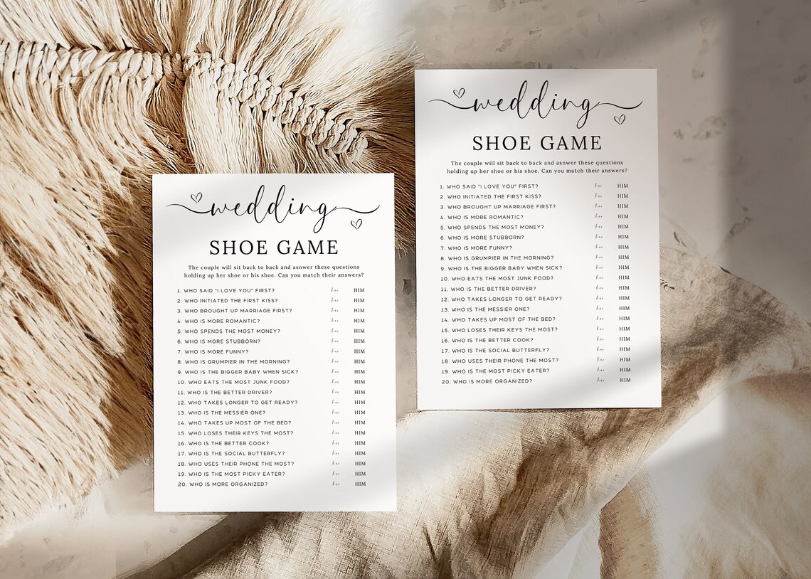 Wedding Shoe Game Template, Bridal Shower Games, Engagement Party Games ...