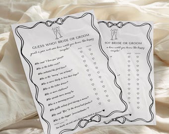 He Said She Said Bridal Shower Game | Modern Bachelorette Guess Who Activity | 5x7 Editable Canva Design | Minimalist Wedding Shower Fun