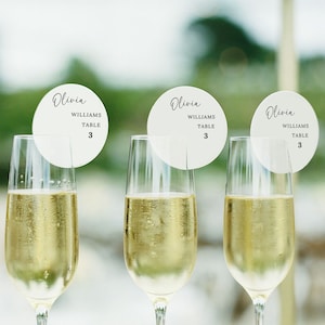 Find Your Seat in Style - Personalized Champagne Glass Tags for Your Wedding